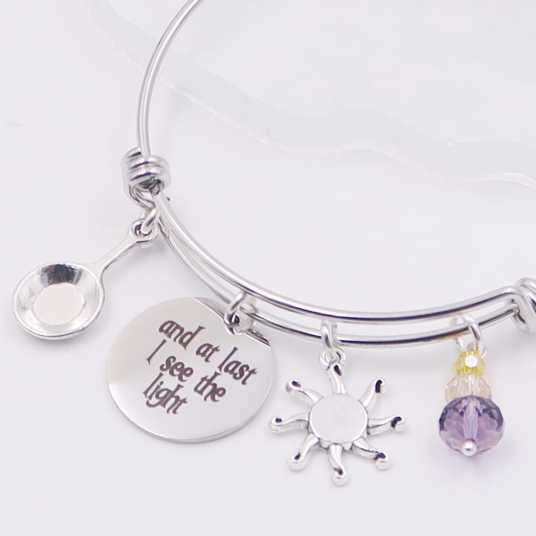 And At Last I See The Light - Girl with Long Hair - Rapunzel Bangle Bracelet