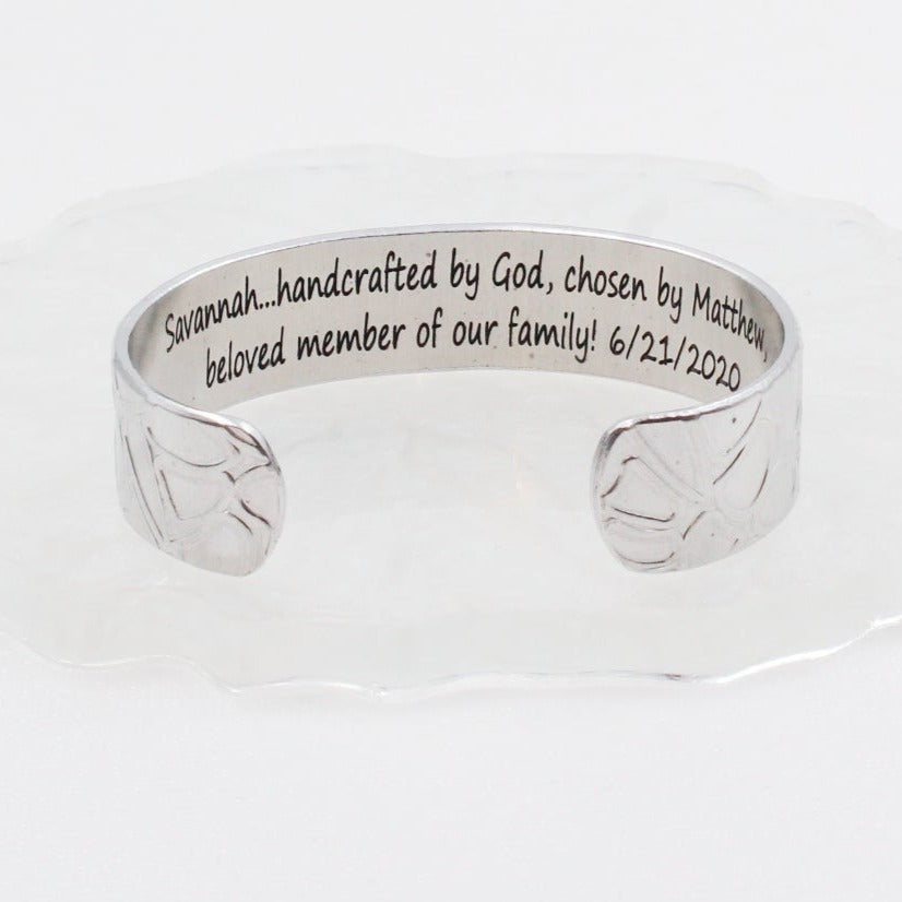 Daughter In Law - Handcrafted by God... Inspirational Cuff