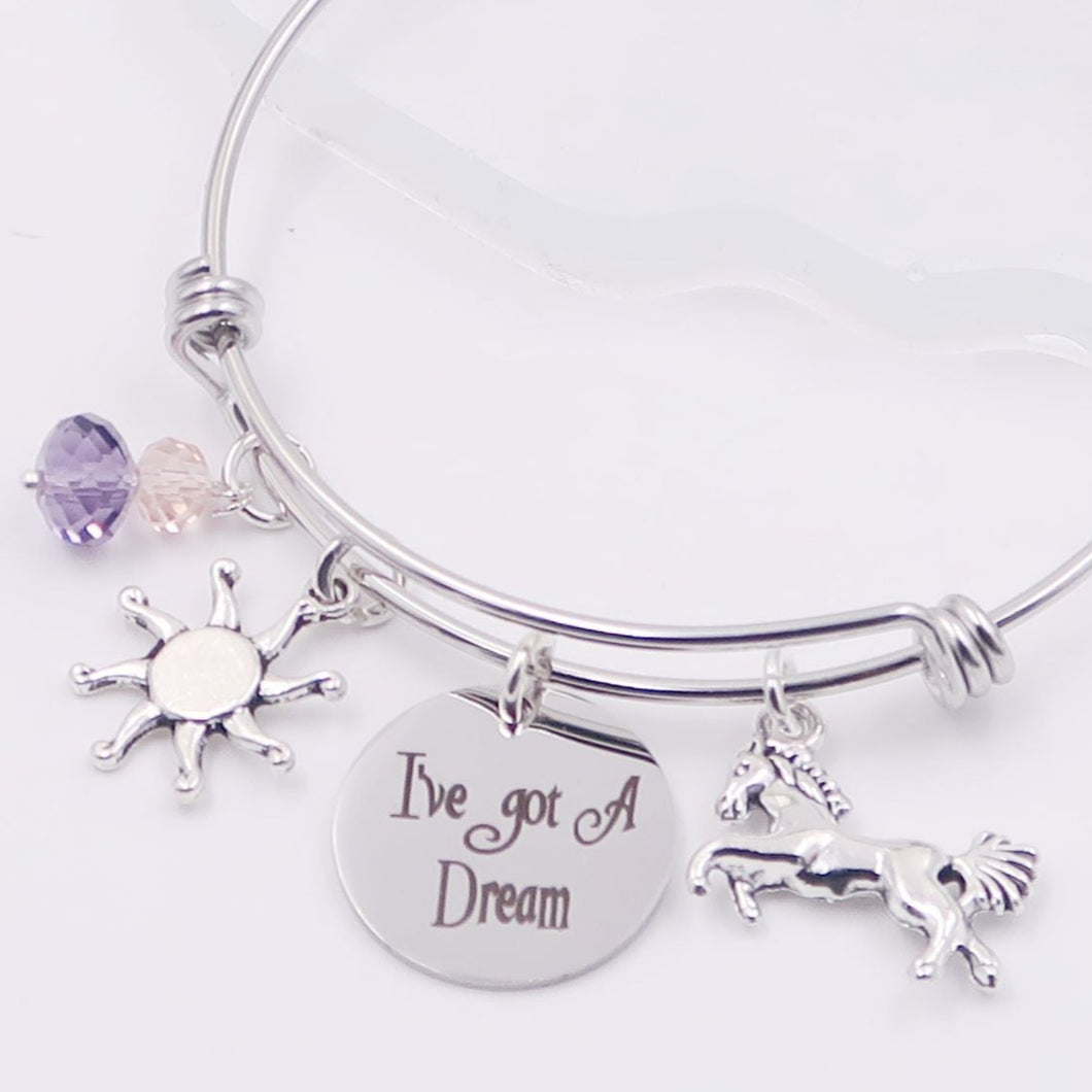 I've Got A Dream - Girl with Long Hair - Rapunzel Bangle Bracelet