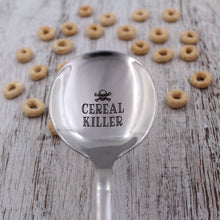 Load image into Gallery viewer, Cereal Killer Spoon ~ Custom Engraved Cereal Killer Spoon ~ Great Gift for Him or Her ~ Cool Cereal Spoon, Skull Spoon, dad gift Cereal Gift
