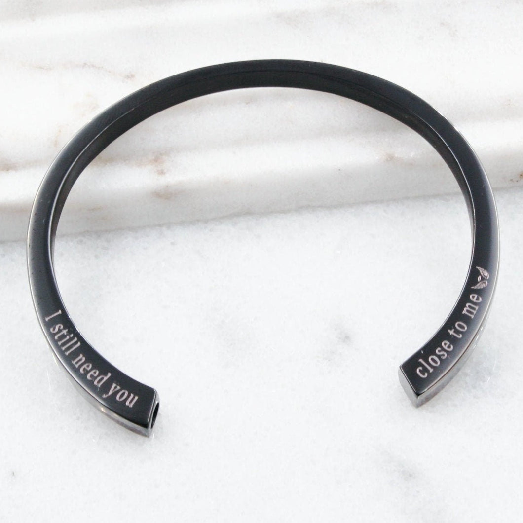 Custom Black Engraved Cremation Urn Bracelet