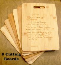 Load image into Gallery viewer, 6pc (Set of SIX Cutting Boards) Family Recipe Engraved Cutting Board
