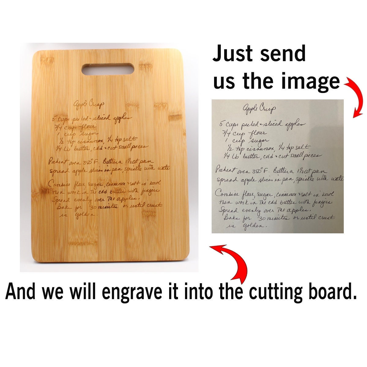 Personalized Cutting Board, 18 X 12 Large Top Quality Bamboo Cutting Board,  Recipe Cutting Board, Grandma Gift, Mother, Aunt 